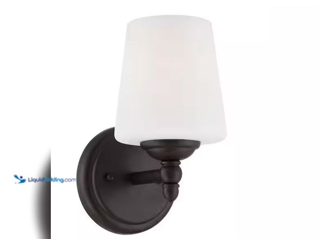 Lot 49-2006202 - Designers Fountain Darcy 5.25 in. 1-Light Oil Rubbed Bronze Transitional Wall Sconce with White Opal...