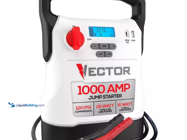 Lot 49-5551375 - Vector® 1,000-Amp 12-Volt Automotive Jump Starter with Compressor and USB Power Bank, VECJ1C, Unused
