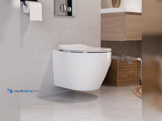 Lot 49-5539948 - DeerValley Wall Hung Toilet Bowl, Elongated Wall Mounted Toilet, 1.1GPF/1.6 GPF Dual Flush, Compact ...