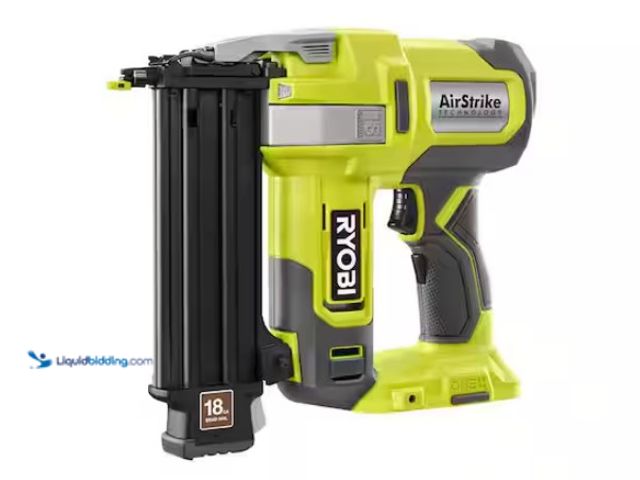 Lot 49-3433420 - RYOBI ONE+ 18V 18-Gauge Cordless Airstrike Brad Nailer (Tool Only), Model # P321, Slightly used, No ...