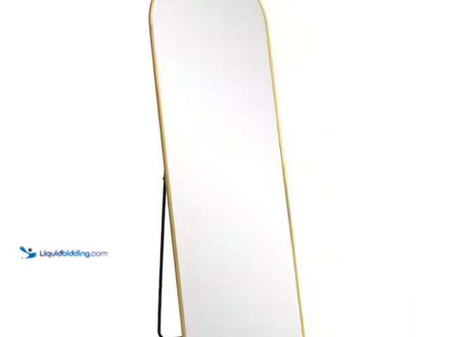 Lot 49-1632098 - 64"x21" Arched Full Body Mirror with Gold Scratch-Resistant Aluminum Alloy Frame with Stand, Model #...