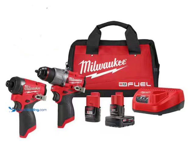 Lot 49-2001536 - (2-Tool) Milwaukee M12 FUEL 12-Volt Lithium-Ion Brushless Cordless Hammer Drill and Impact Driver Co...