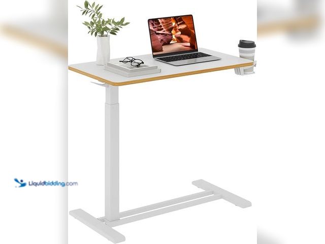 Lot 49-3480411 - FitStand Medical Overbed Adjustable Bedside Table with Hidden Casters, Pneumatic Mobile Rolling Lapt...