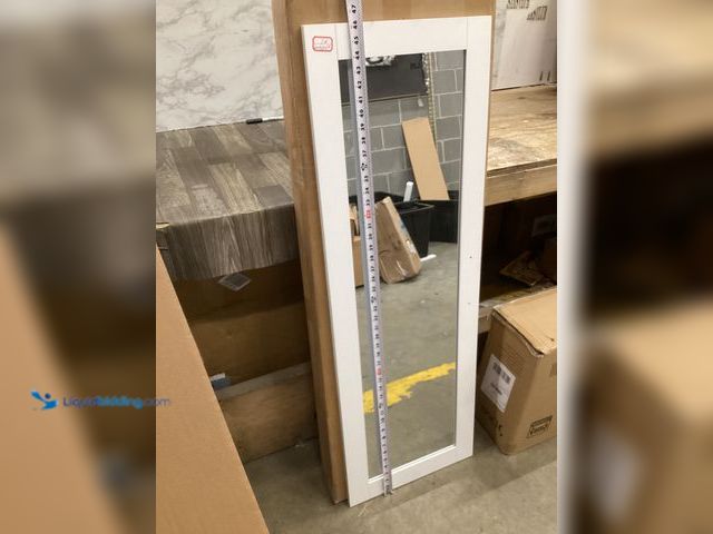 Lot 49-5415366 - White rectangle mirror. Unused. See pictured for measurements.