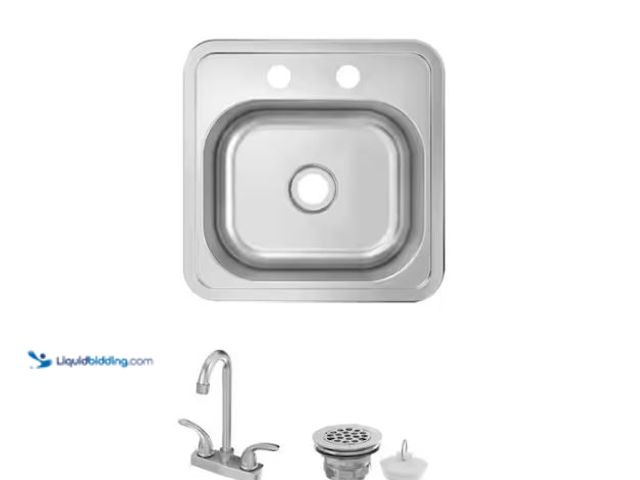 Lot 49-1624430 - Glacier Bay 15 in. Drop-In Single Bowl 20-Gauge Stainless Steel Kitchen Sink with Faucet Model # VT1...