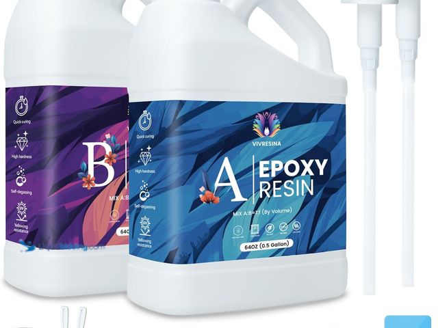 Lot 49-5437208 - Epoxy Resin 1 Gallon Kit with Pump High Glossy Food Safe Crystal Clear Bubble Free No Yellowing Easy...