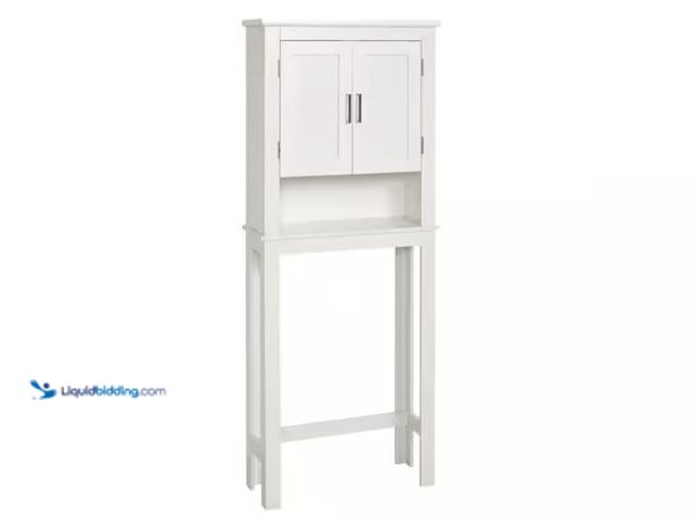 Lot 49-2006375 - Glacier Bay Shaker 26.7 in. W x 68 in. H x 10.1 in. D White Over The Toilet Storage with Adjustable ...