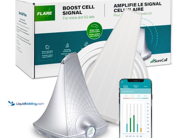 Lot 49-1519740 - SureCall Flare 3.0 Cell Phone Signal Booster for Home & Office up to 3500 sq ft, Boosts 5G/4G LTE, Y...