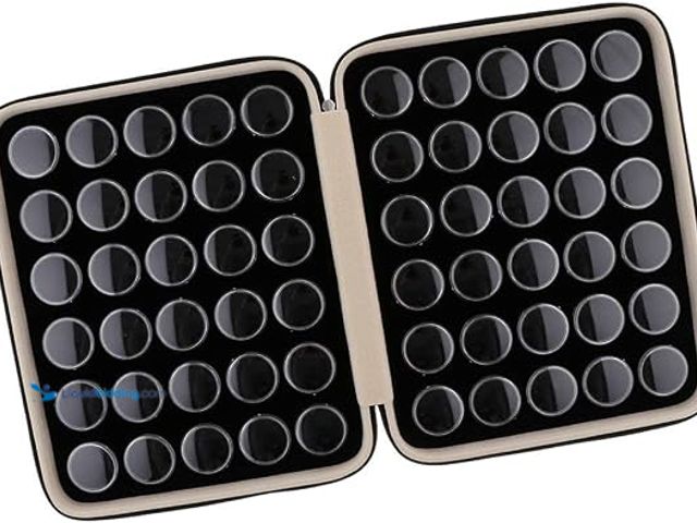 Lot 49-5543157 - menolana Diamond Display Case Stone Storage Box Gem Box Jewelry Holder Gems Organizer - All Black. M...