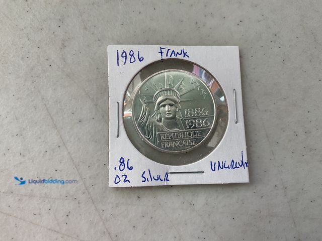 Lot 49-1811274 - 1986 FRANK .86 OZ SILVER COIN UNCIRCULATED CONDITION