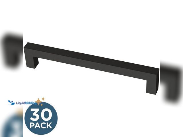 Lot 49-5414623 - 30-Pack Simple Modern Square 6-5/16 in. (160 mm) Modern Matte Black Cabinet Drawer Pulls Model # P46...