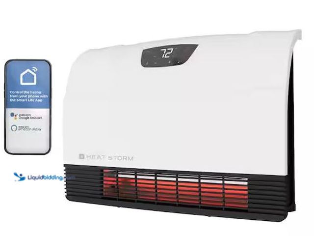 Lot 49-5490072 - HEAT STORM
1500W Phoenix WiFi Infrared Wall Unit Wi-Fi Smart Heater in White 
Internet # 335049494...