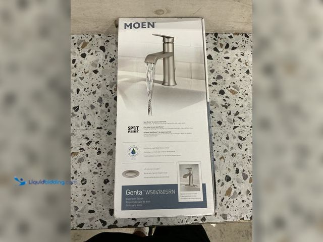 Lot 49-5543039 - MOEN
Genta Single Handle Single Hole Bathroom Faucet with Drain Kit Included in Brushed Nickel. Mod...