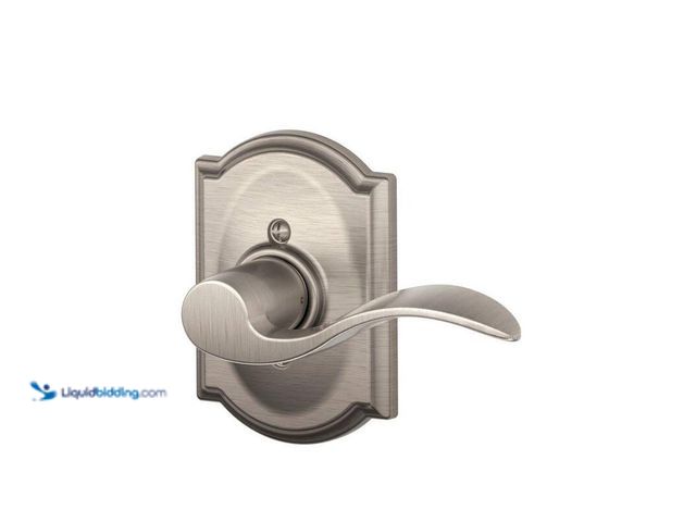 Lot 49-5406779 - (2) Schlage Accent Satin Nickel Right Handed Dummy Door handle with Camelot Trim, Model # F170 V ACC...