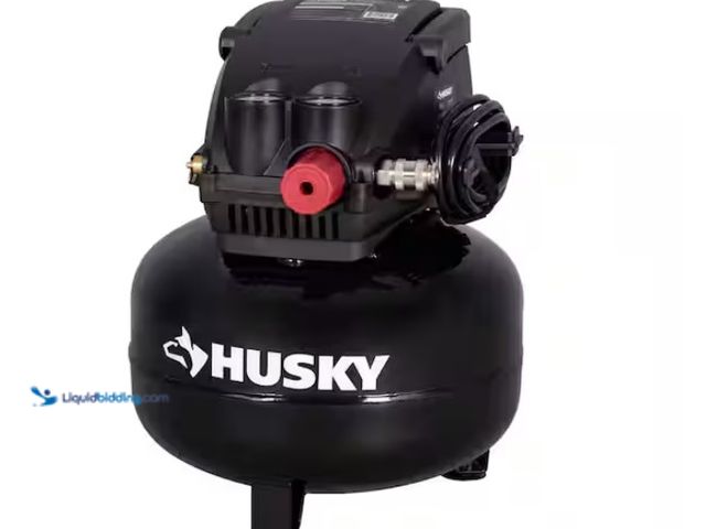 Lot 49-3471579 - Husky 3 Gal. 120 PSI Portable Electric Oil-Free Light Duty Pancake Air Compressor with Fold Down Han...