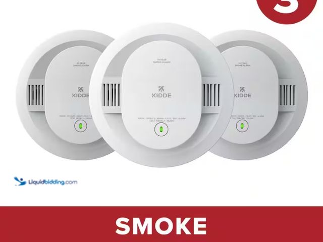 Lot 49-5580899 - Kidde 10-Year Battery Powered Smoke Detector with Photoelectric Sensor, 3-Pack. 047871314683. Unused