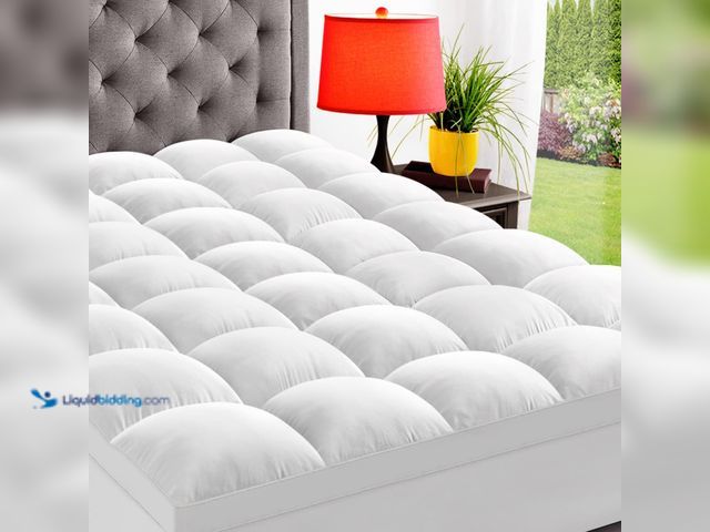 Lot 49-5437289 - ELEMUSE King Mattress Topper for Back Pain, Extra Thick Mattress Pad Cover, Plush Soft Pillowtop wit...