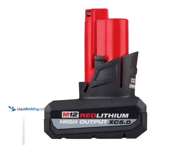 Lot 49-2001527 - Milwaukee M12 12-Volt Lithium-Ion XC High Output 5.0 Ah Battery Pack, Model # 48-11-2450, Unused, Fa...