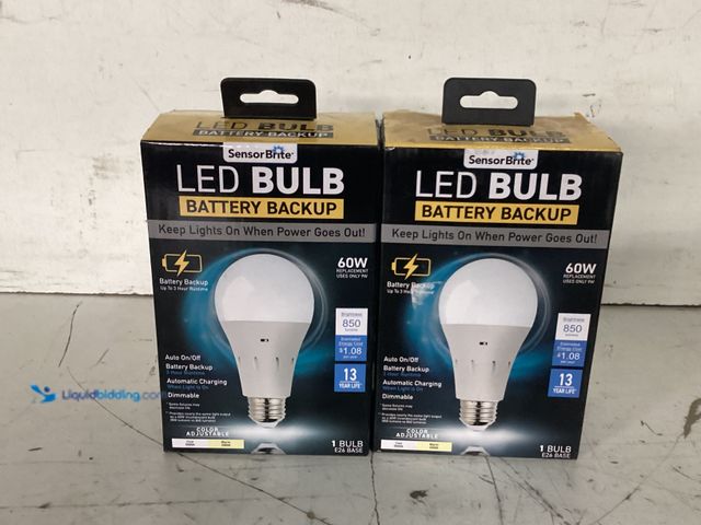 Lot 49-3617666 - Sensor Brite Set of (2) 60-Watt A15 Soft White LED Light Bulb with Backup Battery - New SKU # 101172...