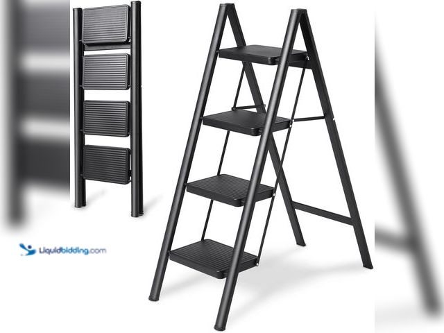 Lot 49-5406167 - 4 Step Ladder Folding Step Stool, Heavy Duty 330 Lbs Load Step Ladders for Home, Tall Kitchen/Closet...