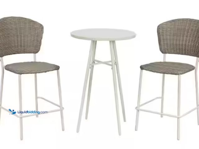 Lot 49-1550430 - StyleWell Barwick 3-Piece Steel Wicker Outdoor Serving Bar Set, Model # SH23G0020H, Unused.  Ref#AHD...