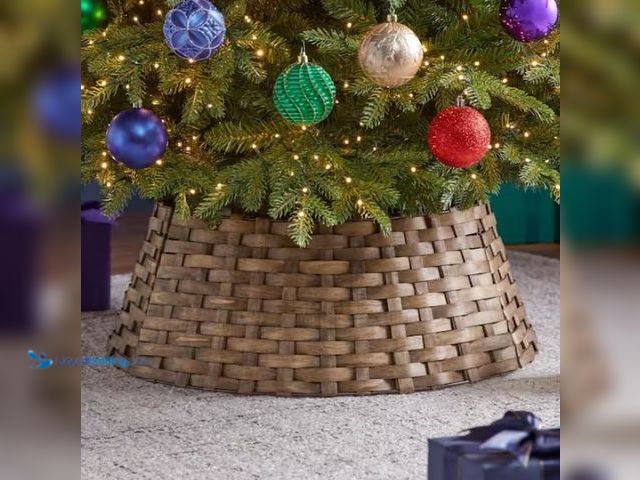 Lot 49-1547234 - Home Accents Holiday 27 in. Woven Wood Tree Collar, Model # 24PK10089, Unused, Scuffs/scratches, Shi...