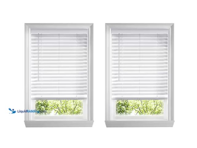Lot 49-1636793 - Set of (2) 48x72 White Cordless Faux Wood Blinds with 2" Slats - 48.5 in. W x 72 in. L (Actual Size ...