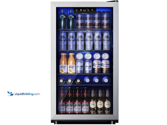 Lot 49-5409718 - SIMZLIFE
17.5 in.W Single Zone 126-Cans Freestanding/Built-in Beverage Refrigerator Cooler in Silve...