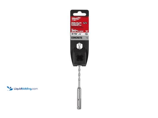 Lot 49-5546631 - qty 2 - Milwaukee 3/16 in. x 6 in. 2-Cutter SDS-PLUS Carbide Drill Bit Model # 48-20-8211 new