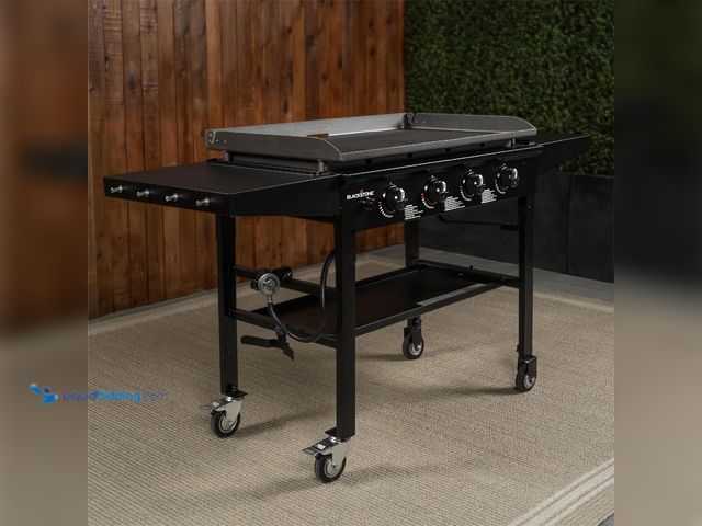 Lot 49-3535248 - Blackstone 1554 36” Omnivore Griddle with Folding Side Shelves, Powder Coated Steel, Black. Model #B...
