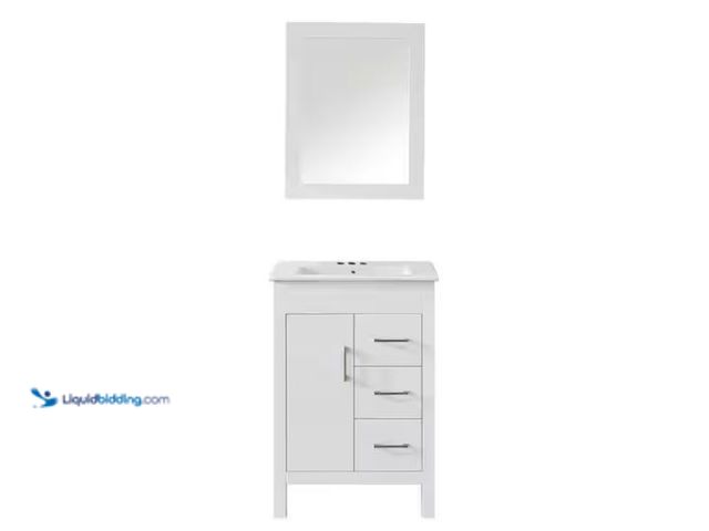 Lot 49-1544813 - Mediterraneo Manarola 24 in. W x 18 in. D x 18 in. H Vanity in White PVC with Vitreous China Top and...
