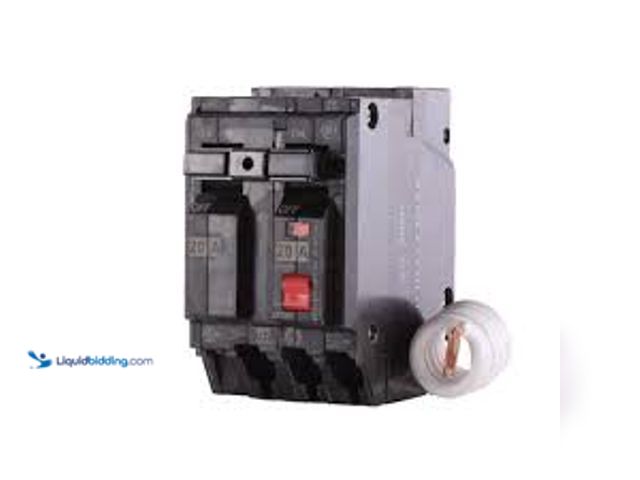 Lot 49-5448351 - GE 20 Amp Double Pole Ground Fault Breaker with Self-Test. Model # THQL2120GFTP. Unused