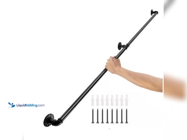 Lot 49-1515738 - 4 ft. Pipe Stair Handrail 440 lbs. Load Capacity Wall Mounted Handrail Round Corner Handrails for Ou...