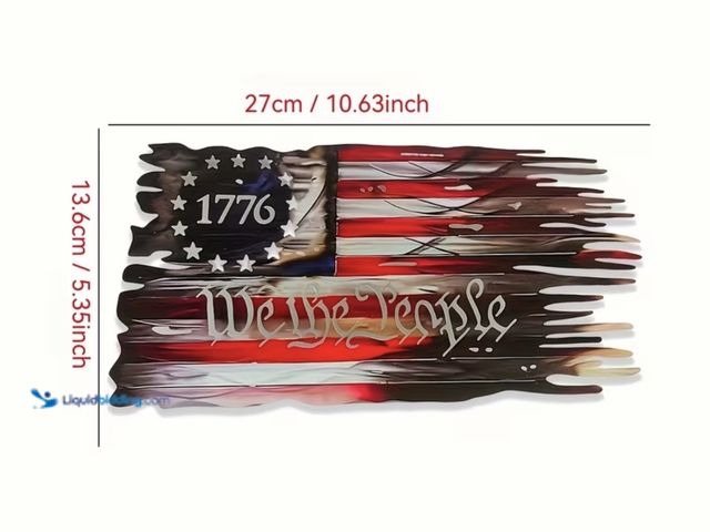 Lot 49-1975795 - New A Vintage 1776 American Flag Metal Wall Art - a Rustic Patriotic Decoration for Independence Day...