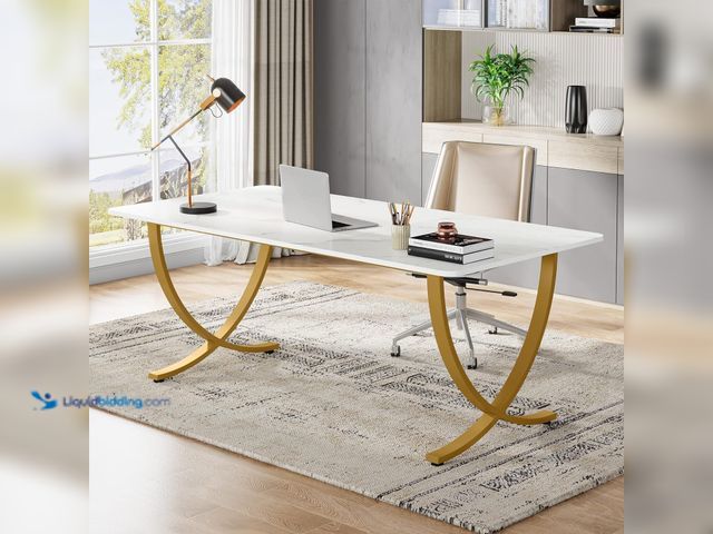 Lot 49-3534034 - Tribesigns Executive Desk, 63” W x 31.5” D Large Office Desk, Modern Computer Desk Conference Table ...