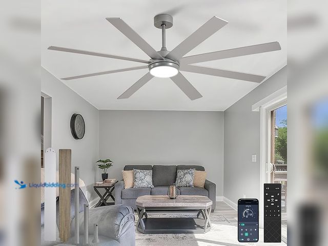 Lot 49-5452041 - Depuley 66" Ceiling Fans with Lights: Large Indoor/Outdoor Ceiling Fan for Patios Living Room - 8 Bl...