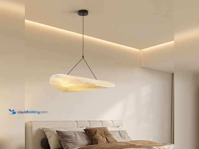 Lot 49-5437855 - Lumiarilygh Silk Pendant Light - 23.62 inchs Adjustable Height Modern Light in Wabi-Sabi Aesthetics ...