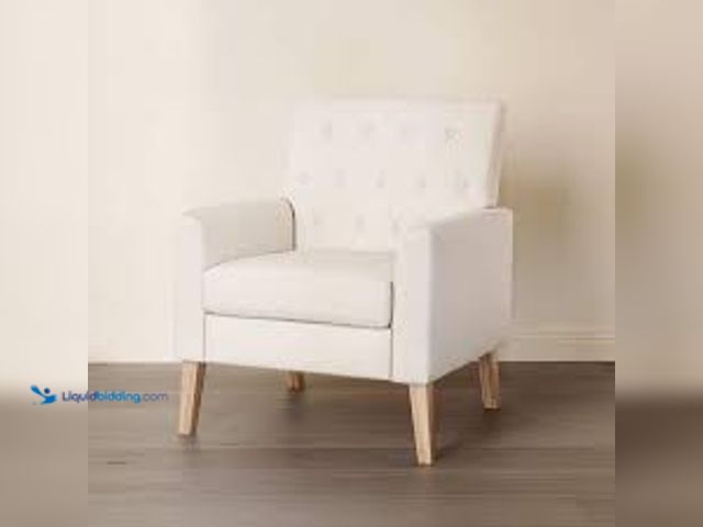 Lot 49-5411785 - Beige Accent Arm Chair Comfy Living Room Chair. Model # LB23SO0001-100HD-Q2. Slightly Used, some scu...