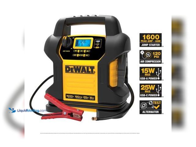 Lot 49-5554136 - DEWALT 1600-Peak Amp Portable Jump Starter with Digital Compressor and USB Power Bank Model # DXAEJ1...