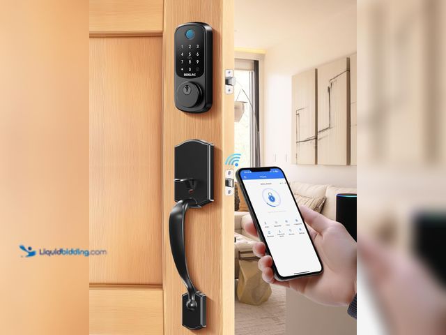 Lot 49-5453735 - DESLOC B200 Keyless Entry Door Lock with Handle Set, Smart Locks for Front Door, Deadbolt Smart Lock...