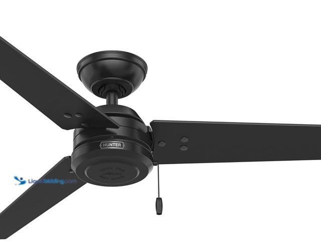 Lot 49-5553239 - Hunter Cassius, Outdoor or Indoor, Ceiling Fan, 52 inch, Matte Black | No Light, Standard Mount, Pul...