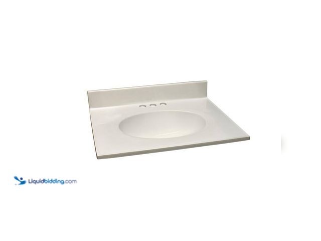 Lot 49-5412628 - Design House 25 in. W x 19 in. D Cultured Marble Vanity Top in Ivory Swirl, 4 in. Faucet Spread, Mod...