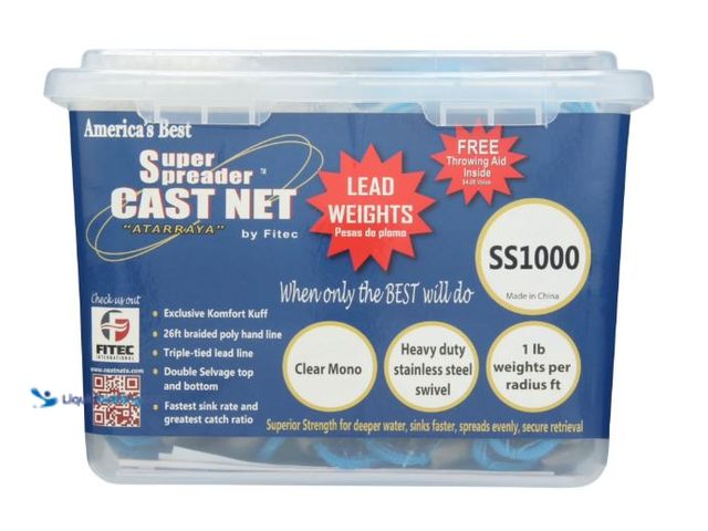 Lot 49-5545817 - Fitec 10870 SS1000 Super Spreader Clear Mono 7' x 3/8" Mesh Fishing Cast Net, Unused