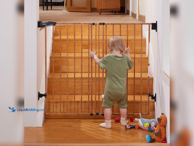 Lot 49-3564406 - Babelio Baby Gate for Stairs & Doorways, 26-43" W 28" H No Bottom Bar| Easy Installation| One-Handed...