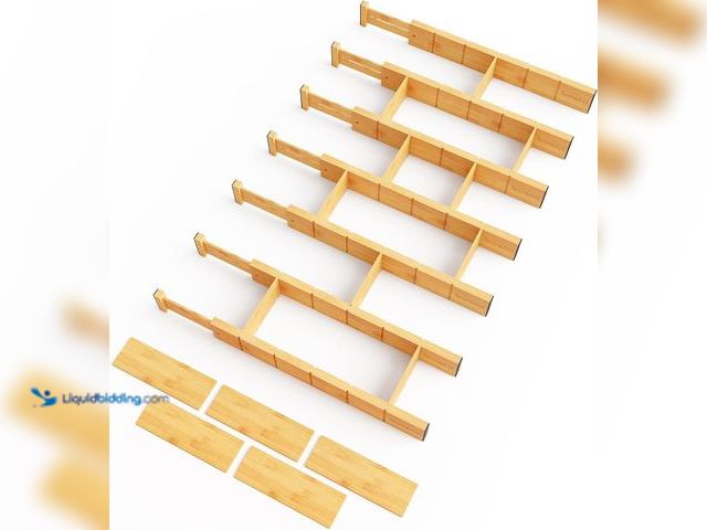 Lot 49-3482709 - SpaceAid Bamboo Drawer Dividers with Inserts and Labels, Kitchen Adjustable Drawer Organizers, Expan...