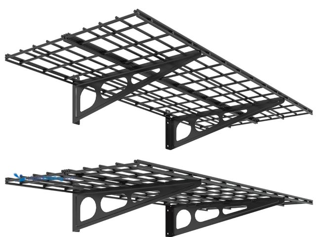Lot 49-1555614 - FLEXIMOUNTS 2-Pack 2x4ft 24-inch-by-48-inch Wall Shelf Garage Storage Rack Wall Mounted Floating She...