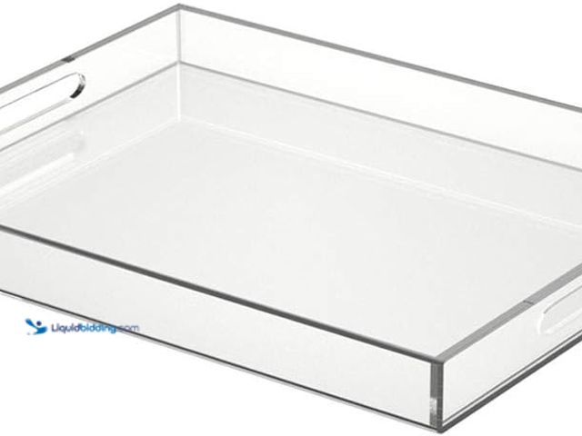 Lot 49-5448434 - NIUBEE Acrylic Serving Tray 16x20 Inches -Spill Proof- Clear Decorative Tray Organiser for Ottoman C...