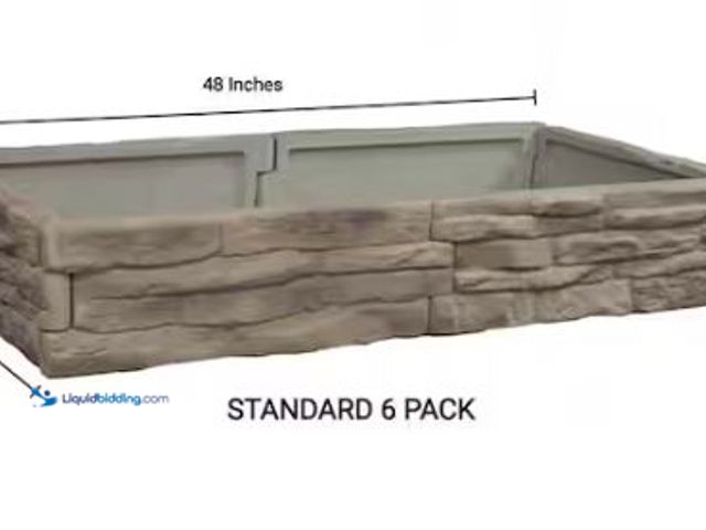 Lot 49-1624790 - Landecor Raised Garden Bed Tan/Brown Ledgestones - Composite Polyurethane Natural Look & Feel Stone ...