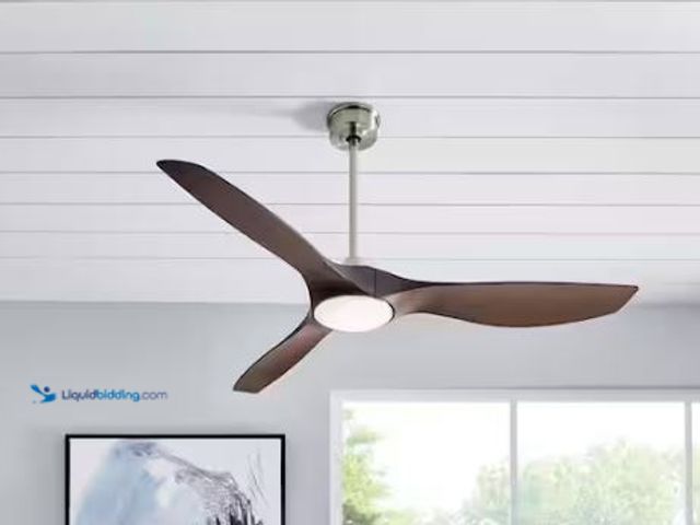 Lot 49-1569002 - Home Decorators Collection Marlon 66 in. Integrated LED Indoor Brushed Nickel Ceiling Fan with Light...