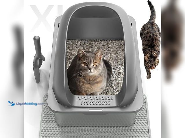 Lot 49-1550208 - Geoorood Cat Stainless Steel Litter Box with Lid, Kitty Extra Large Metal Litter Boxes XL High Sided...